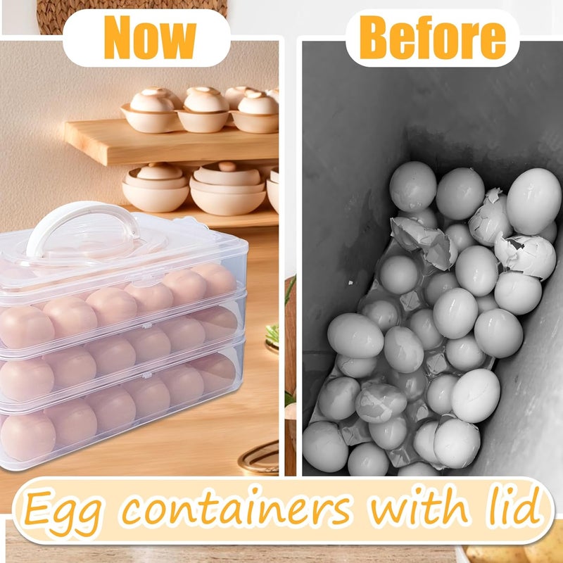Jgalnim 3 Layer Deviled Egg Trays Containers with Lid,Plastic Refrigerator Egg Carrier with Handle for 72 holes,Clear Storage Platter for Portable Devil Egg,Easter Thanksgiving - Image 4